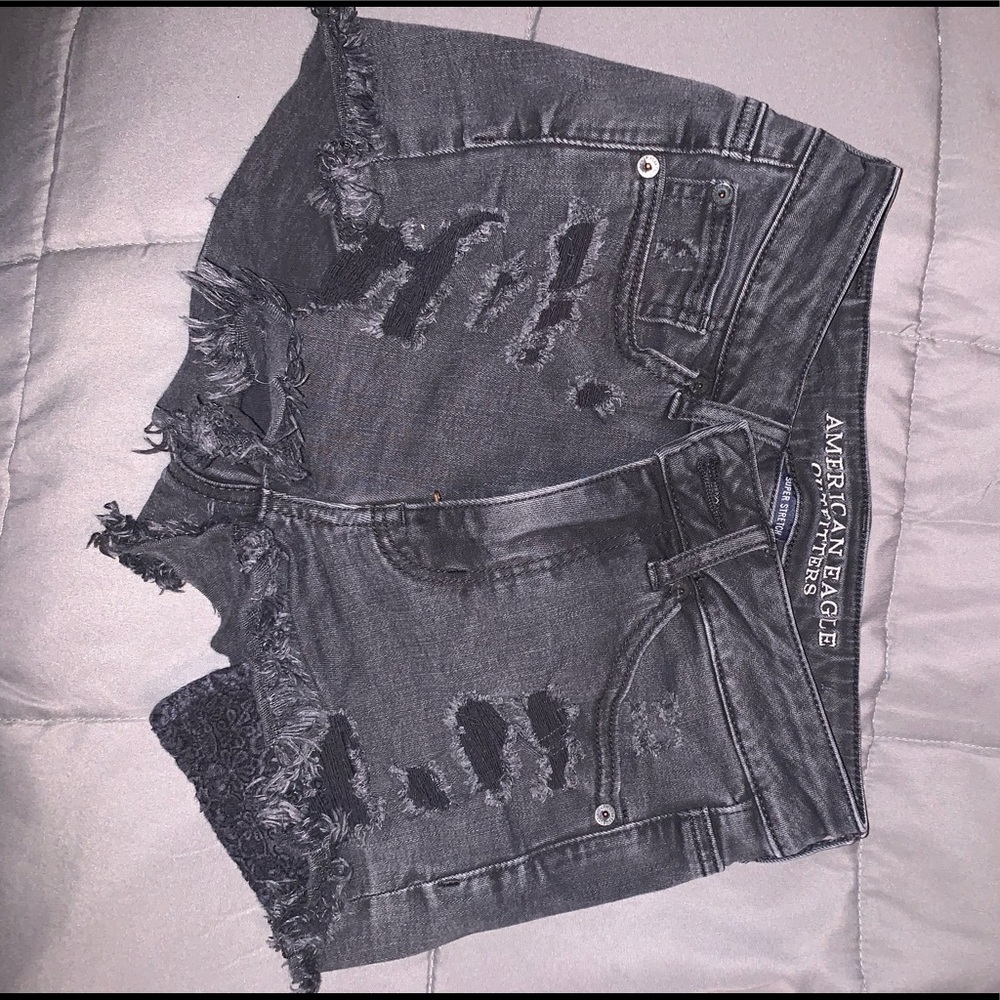 American Eagle Black ripped shorts size 2